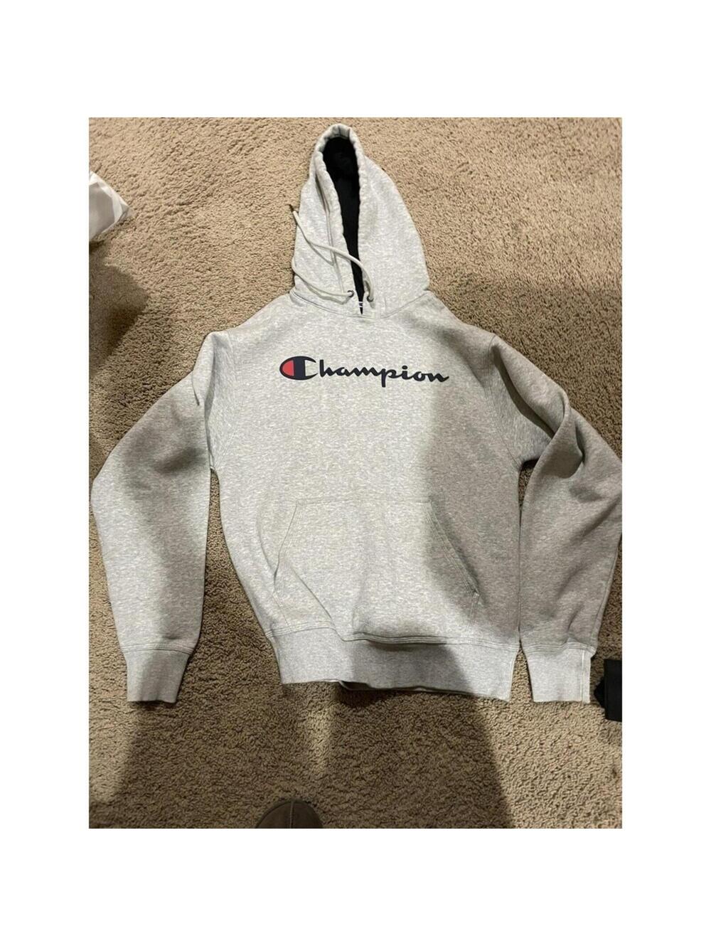 Men's Champion light grey sweatshirt hoodie S SMALL